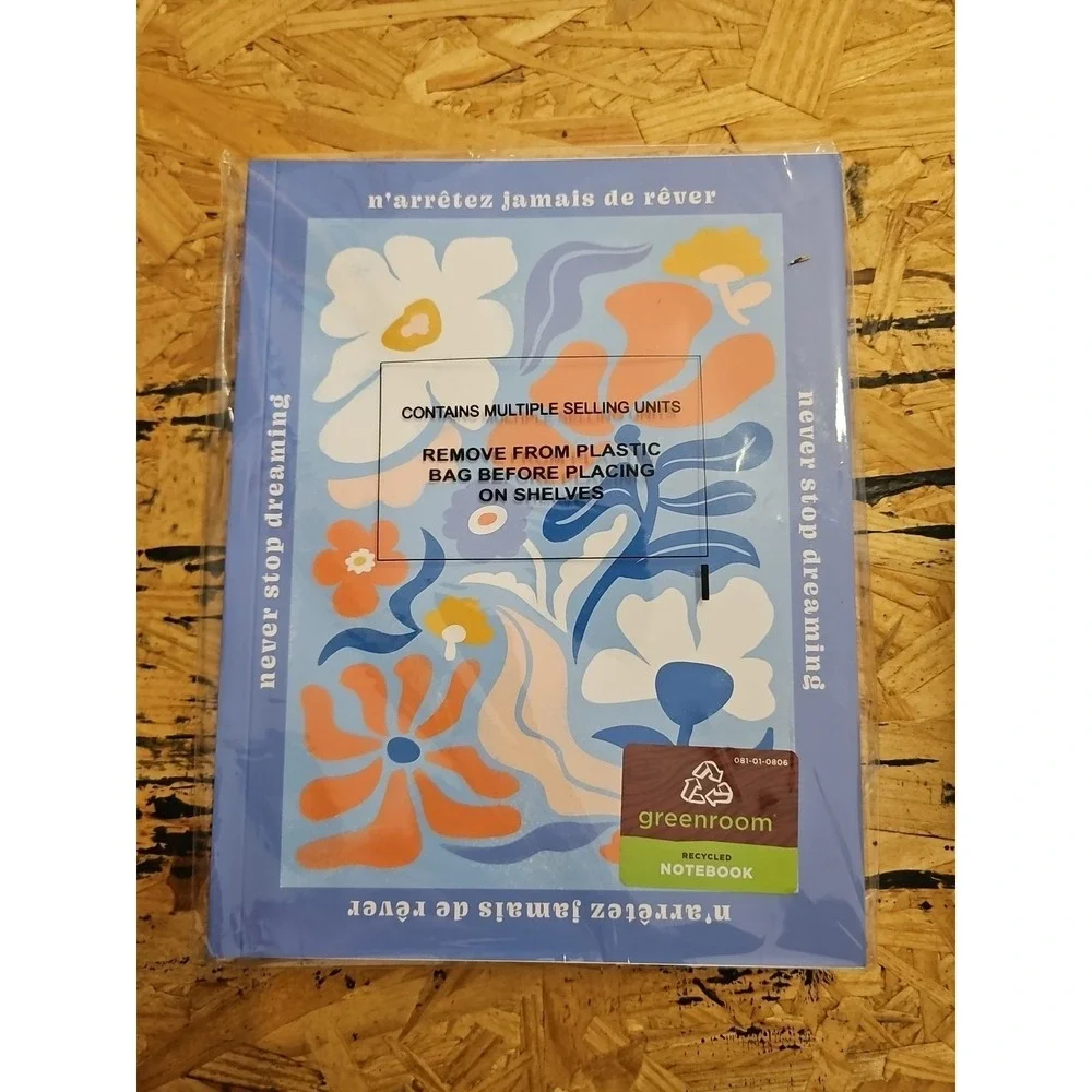 NEW Greenroom Blank Journal Softcover Graphic Flowers Periwinkle Blue 3PK‎
